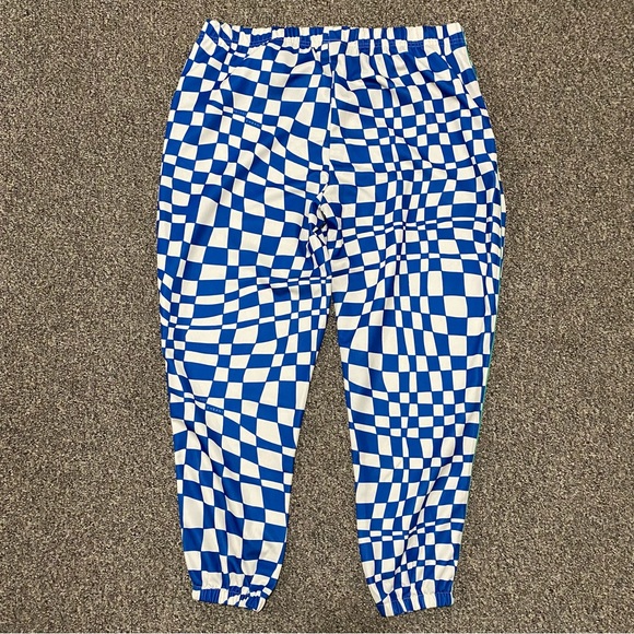Melody Ehsani Warp Baggy Women’s Track Pants 2X XXL blue white checkered warped - Picture 3 of 16